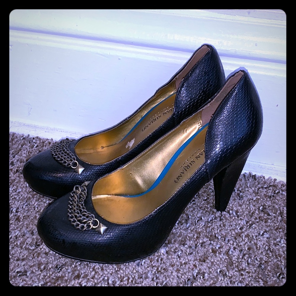 Christian Siriano black snakeskin heels